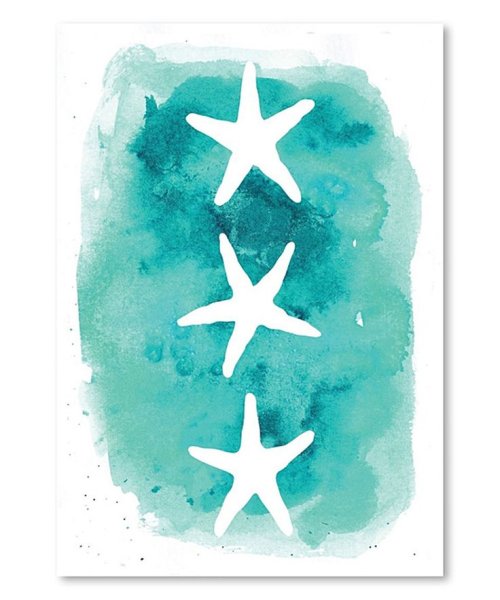 Красная морская звезда акварель