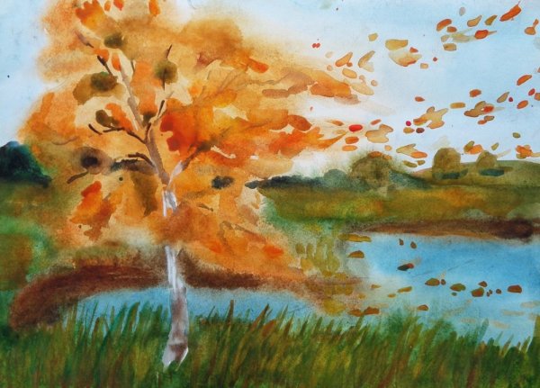 Детский рисунок на тему осень