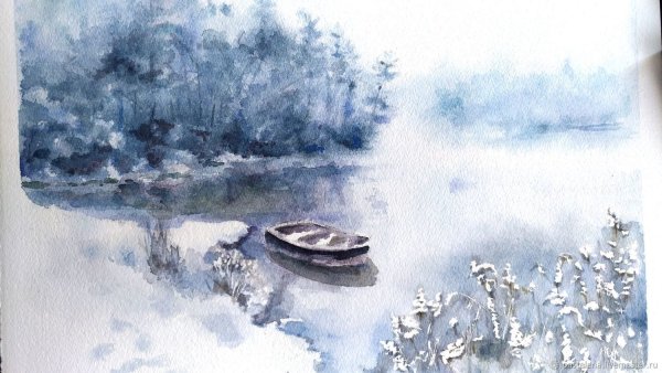 Сугробы акварель