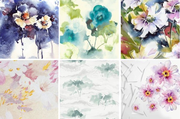 Обои для стен Акварельные цветы