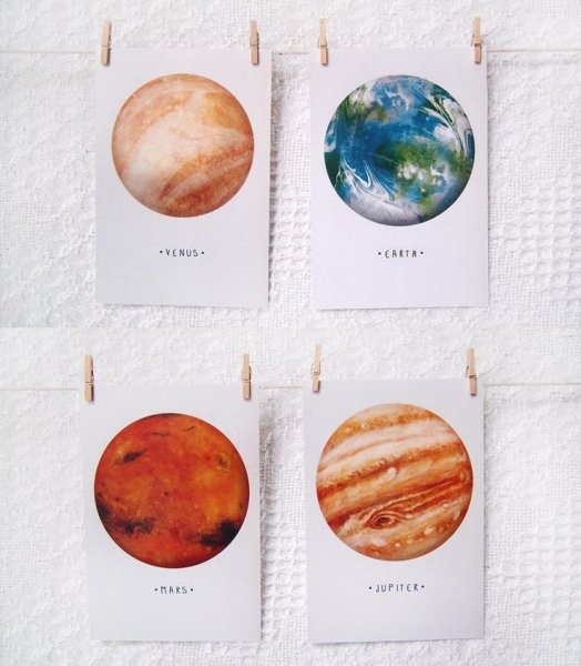 Планеты солнечной системы акварелью