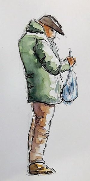 Наброски фигуры человека гуашью