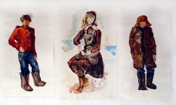 Люди акварелью в полный рост