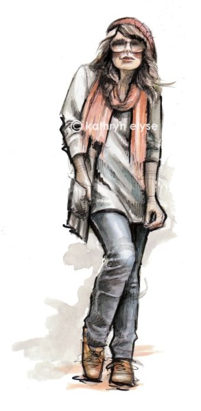 Наброски людей акварелью