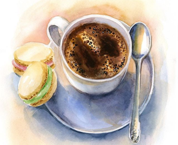 Кофе акварель