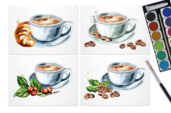 Чашка кофе акварель