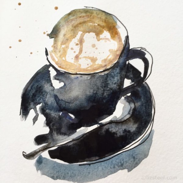 Чашка акварелью