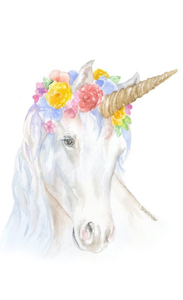 Единорожка акварель