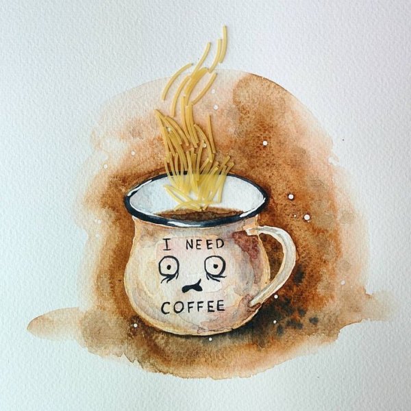 Бодрое утро акварель