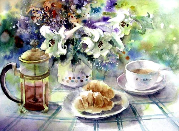 Нежный натюрморт акварелью