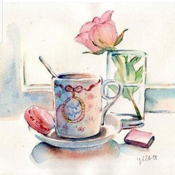 Цветок кофе акварель