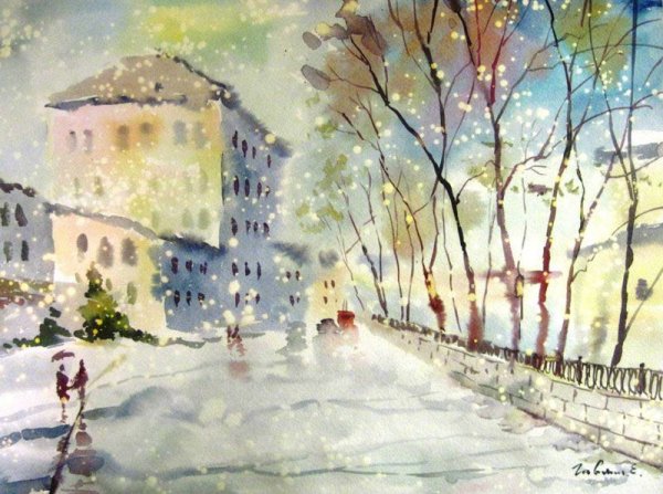 Евгений Гавлин Весна акварель