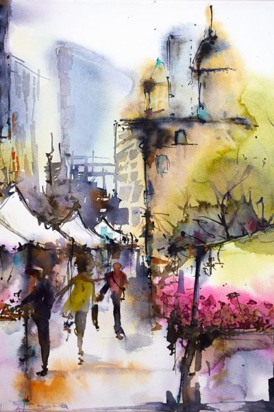 Город акварелью