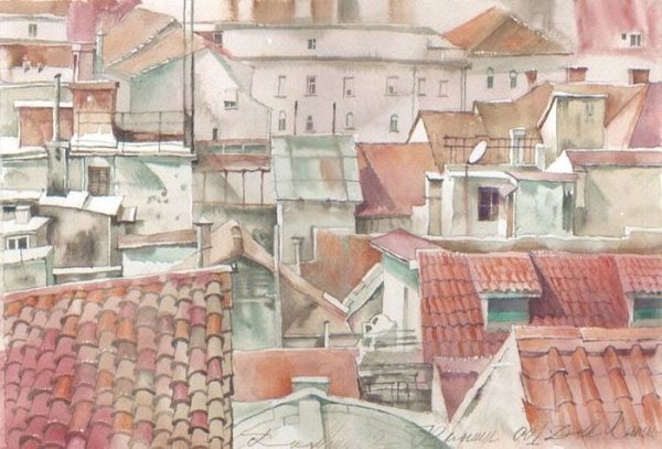 Черепичные крыши в живописи