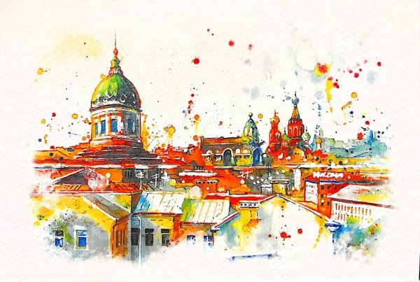 Анна Соколова открытки СПБ акварель