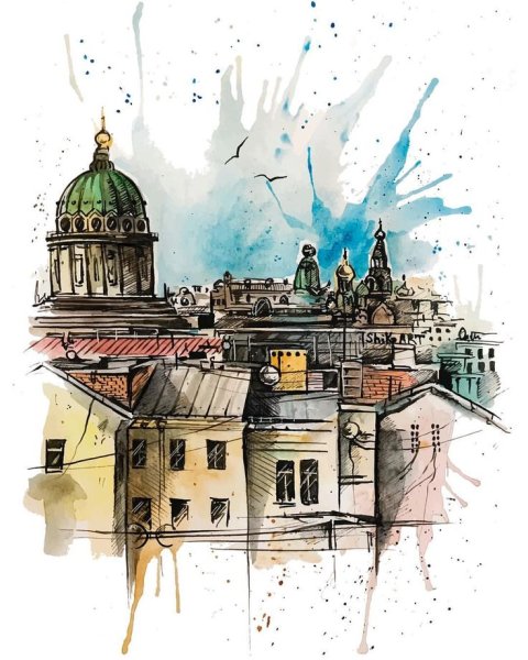 Скетч акварель Санкт-Петербург