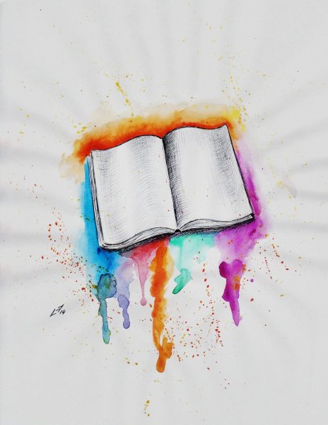 Книги акварелью рисунок