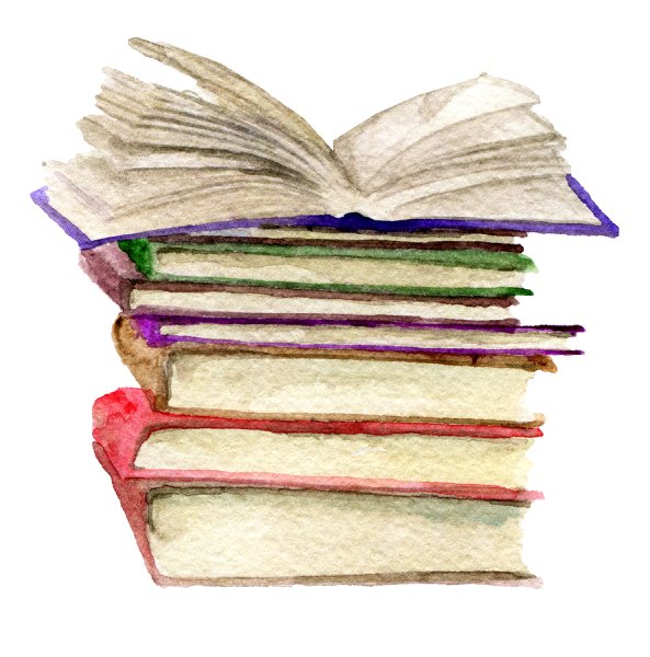 Стопка книг акварель