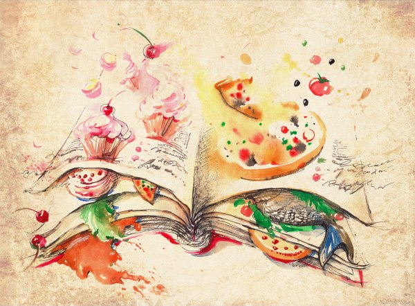 Книги акварель открытка