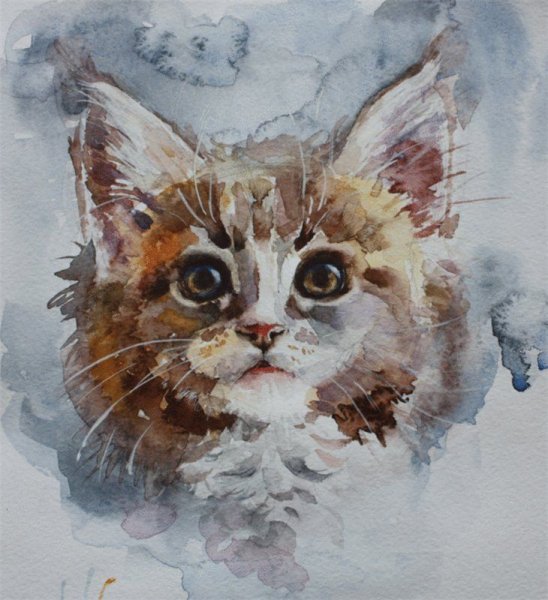 Котенок акварель