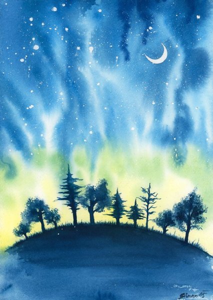 Звезды акварель