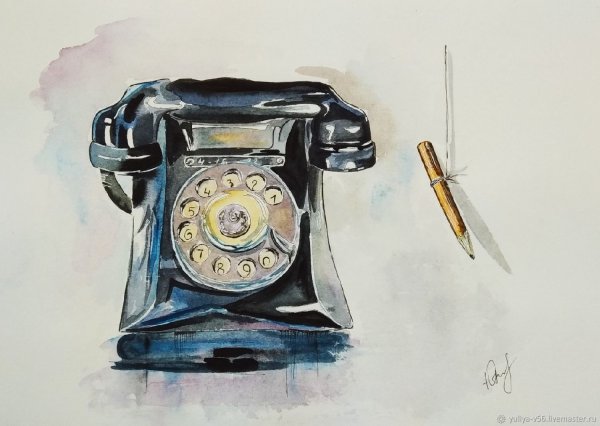 Телефон акварель
