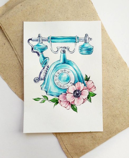 Скетч открытки акварель