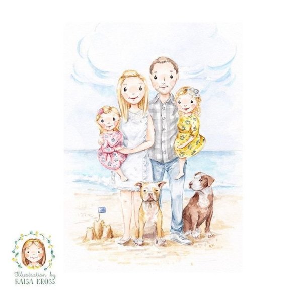 Семейные Акварельные иллюстрации