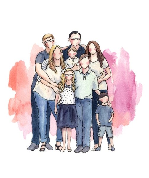 Семья акварель