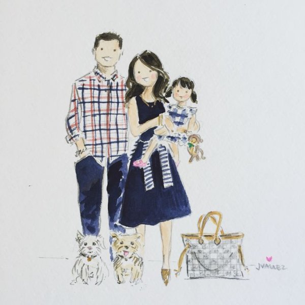 Семья акварель