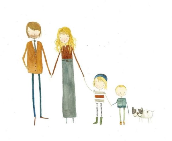 Семья акварель