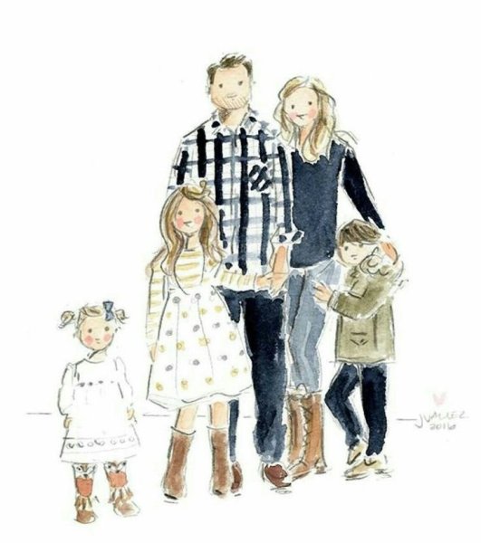 Семья акварель