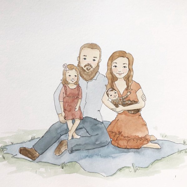 Семья иллюстрация акварель
