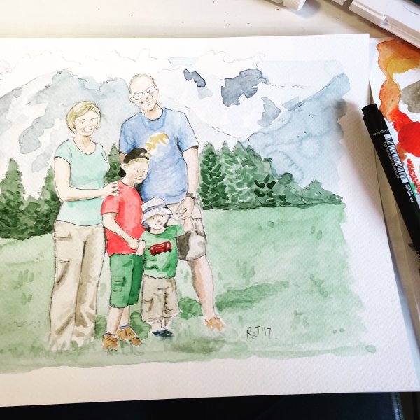 Рисунки акварелью на тему моя семья