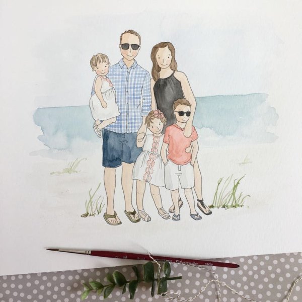 Семья акварель