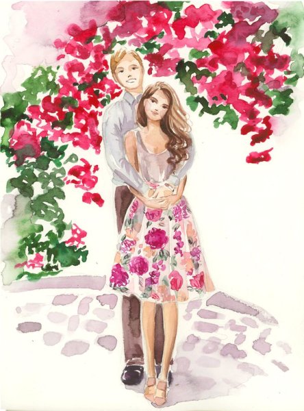 Семья акварельный рисунок