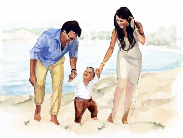 Акварельные зарисовки семья