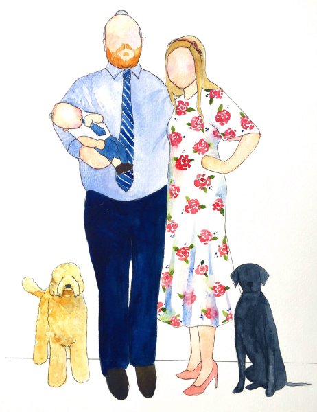 Счастливая семья акварель