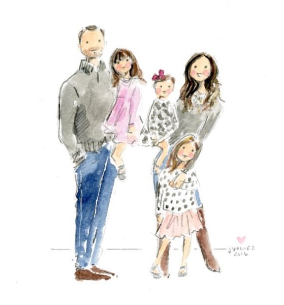 Семейные Акварельные иллюстрации