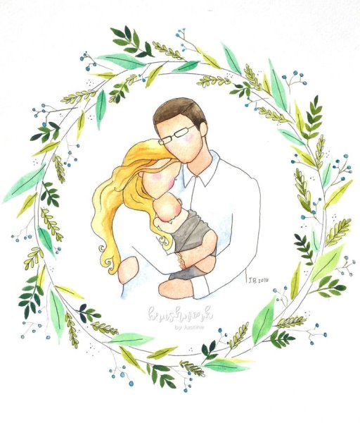 Акварельный рисунок одежды для всей семьи