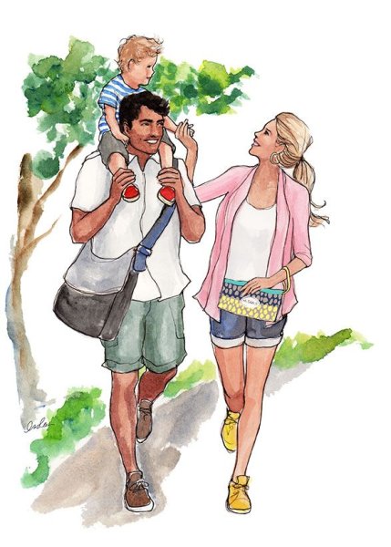 Семейные Акварельные иллюстрации