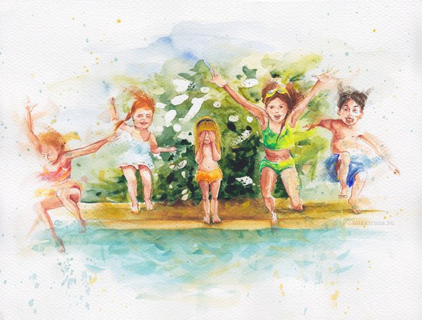 Семья акварель