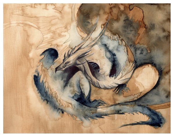 Китайский дракон акварель