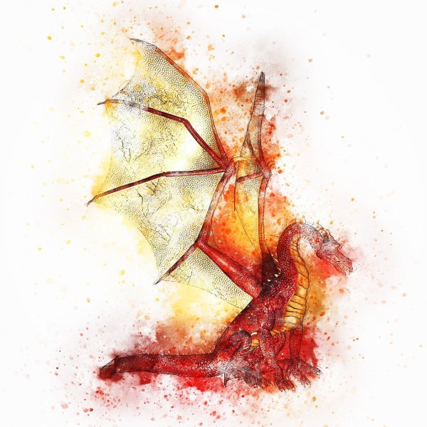 Дракон в стиле акварель