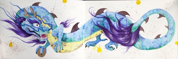 Дракон акварелью Alvia Alcedo