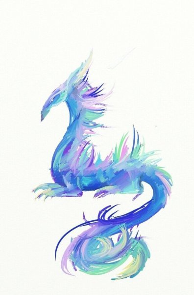 Голова дракона акварель