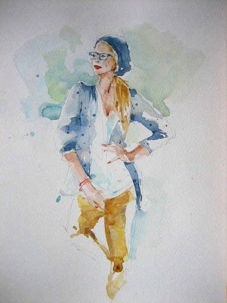 Зарисовки людей акварелью