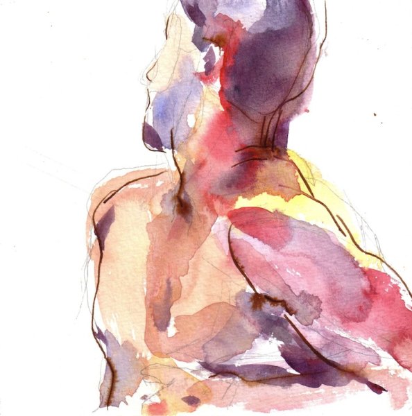 Скульптура мужская акварель