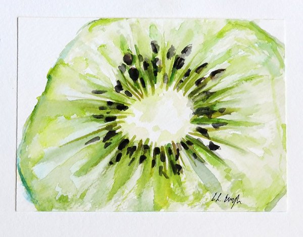 Акварельная живопись фрукты киви