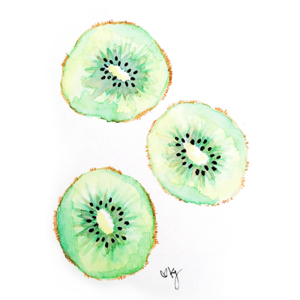 Натюрморт акварелью еда киви